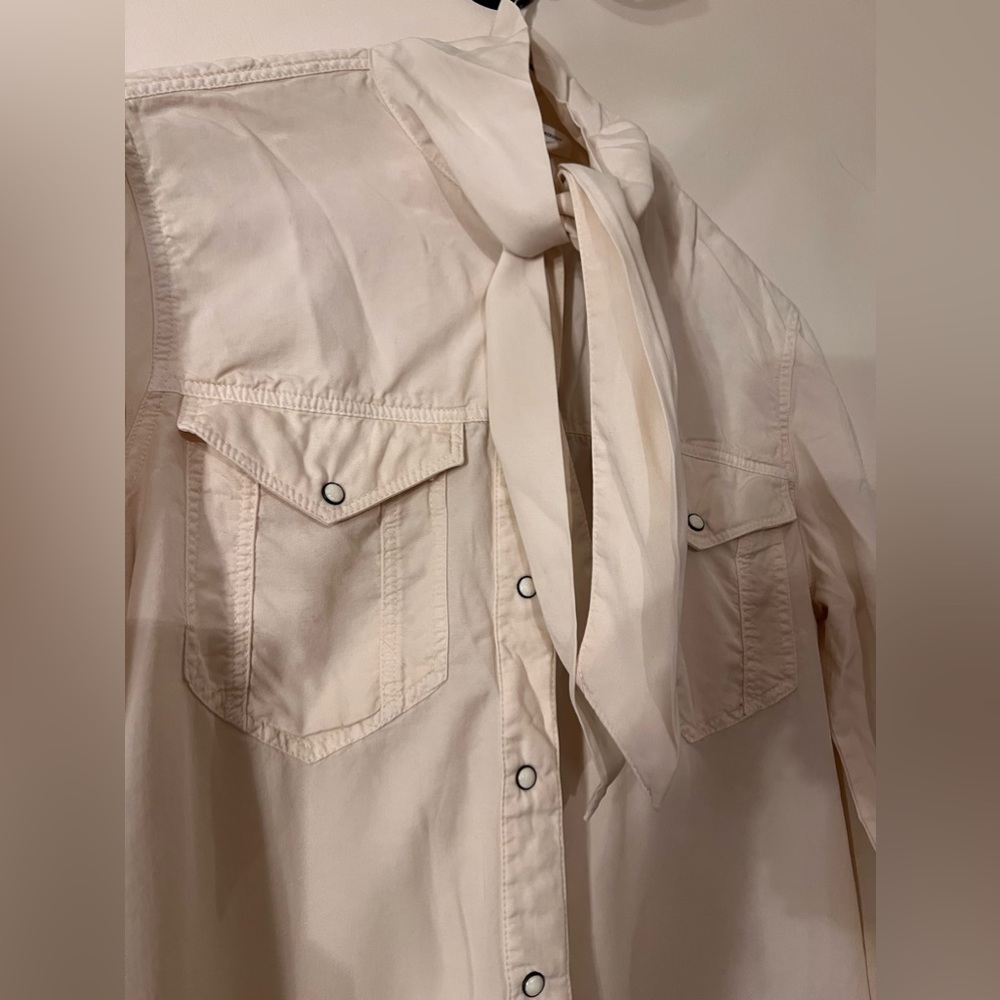 Zara Denim Shirt with Tie Collar